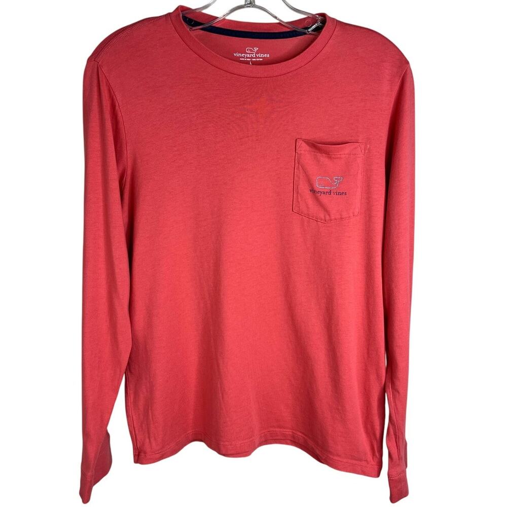 Vineyard Vines T-Shirt Boys L Red‎ Long Sleeves Vintage Whale Pocket Tee Cotton